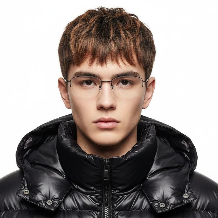 Lunettes semi-cerclées en titane noir #BS2419-0048