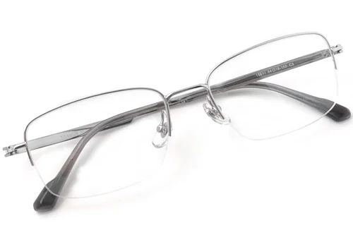 Lunettes semi-cerclées en titane argenté #BS2419-0049