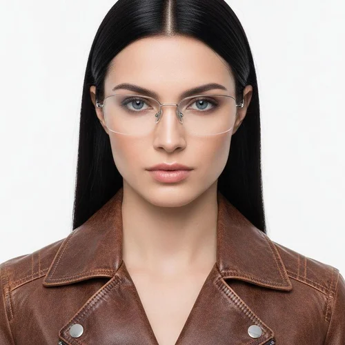 Lunettes semi-cerclées en titane argenté #BS2419-0049