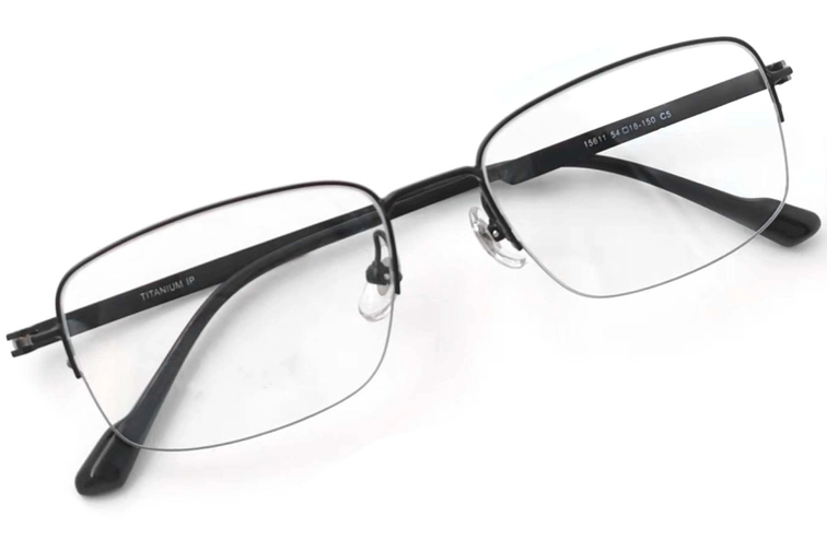 Gafas de titanio negro semi al aire #BS2419-0050