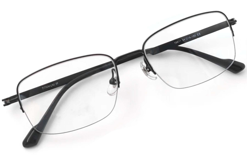 Semi-rimless Black Titanium Glasses #BS2419-0050