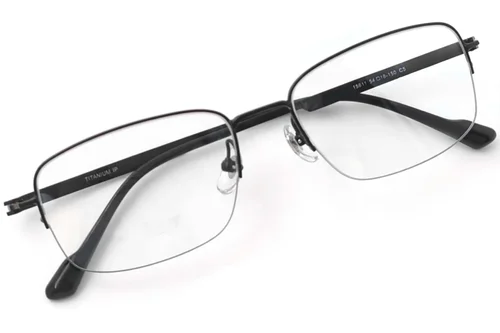 Lunettes semi-cerclées en titane noir #BS2419-0050