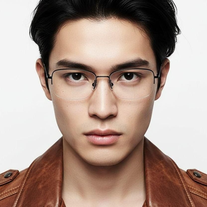 Semi-rimless Black Titanium Glasses #BS2419-0050