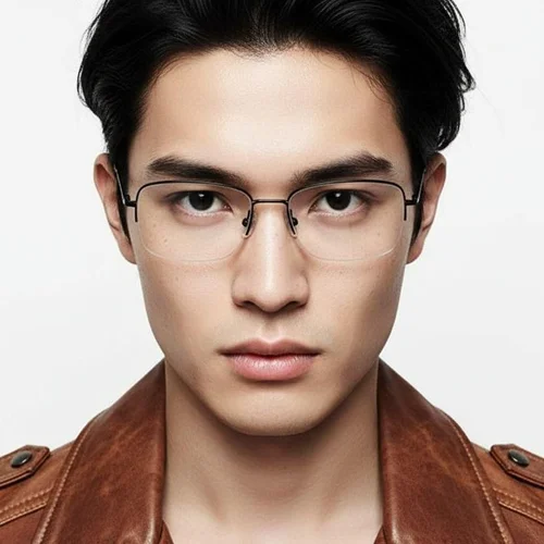 Lunettes semi-cerclées en titane noir #BS2419-0050