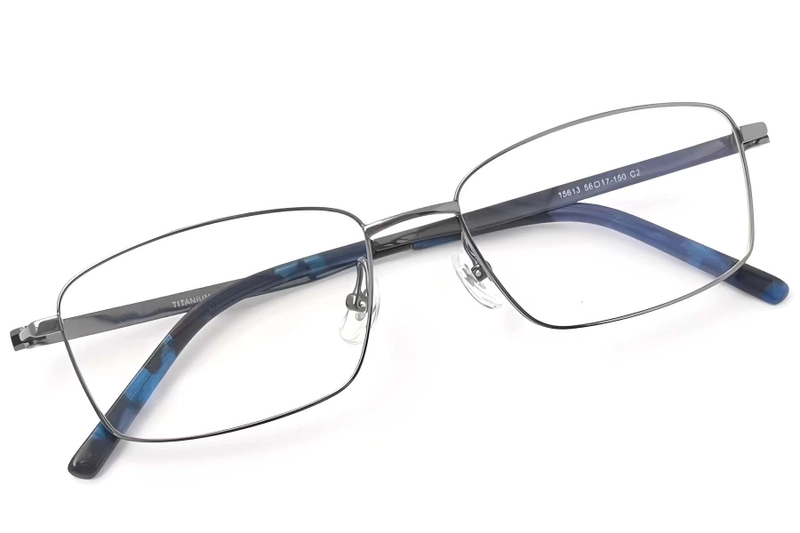 Rectangular Gray Titanium Glasses #BS2419-0052