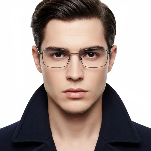 Lunettes rectangulaires en titane gris #BS2419-0052
