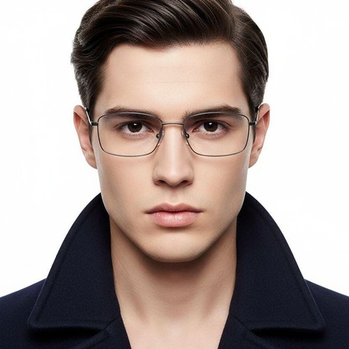 Rectangular Gray Titanium Glasses #BS2419-0052