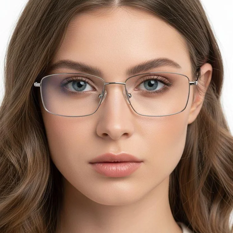 Rectangular Silver Titanium Glasses #BS2419-0053