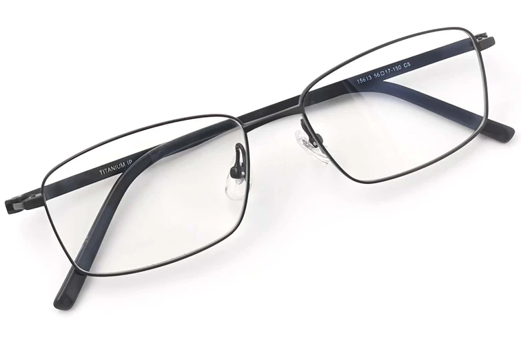 Occhiali rettangolari in titanio nero #BS2419-0054