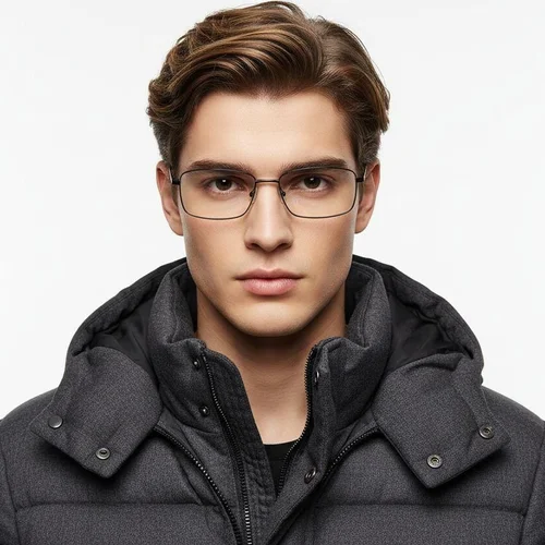 Lunettes rectangulaires en titane noir #BS2419-0054