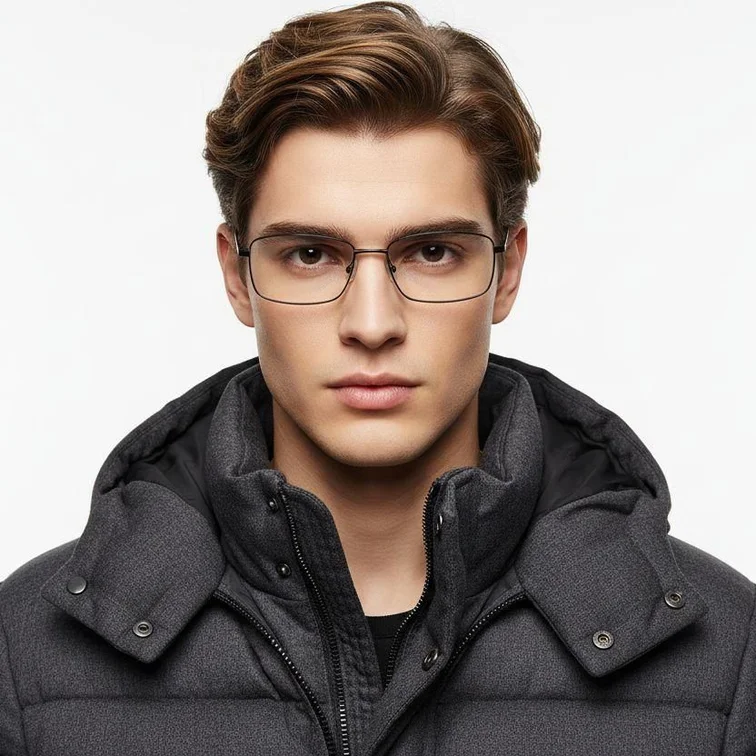 Rectangular Black Titanium Glasses #BS2419-0054