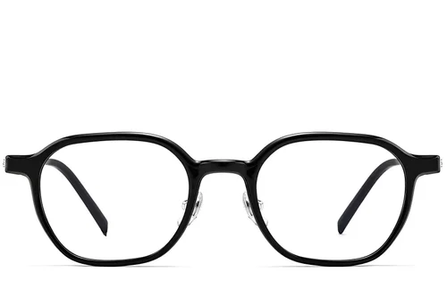 Lunettes rectangulaires en titane noir #BS2419-0055