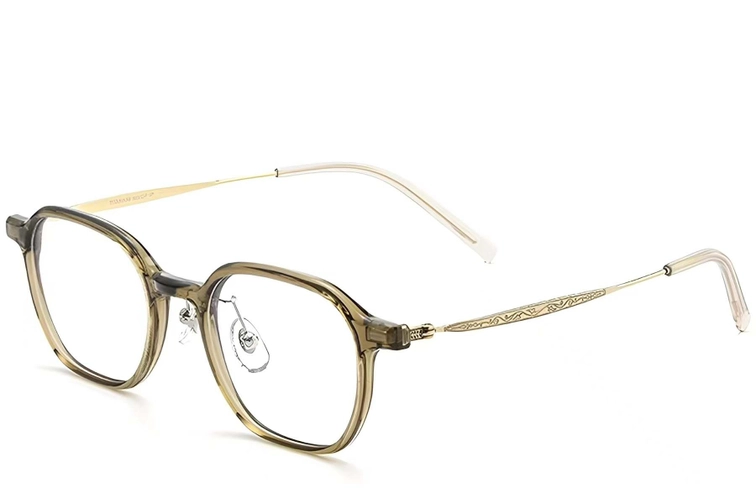 Lunettes rectangulaires en titane vert #BS2419-0056