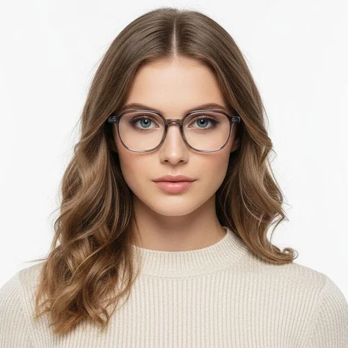 Lunettes rectangulaires en titane gris #BS2419-0057
