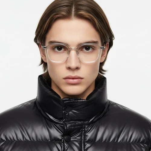 Lunettes rectangulaires transparentes en titane #BS2419-0058