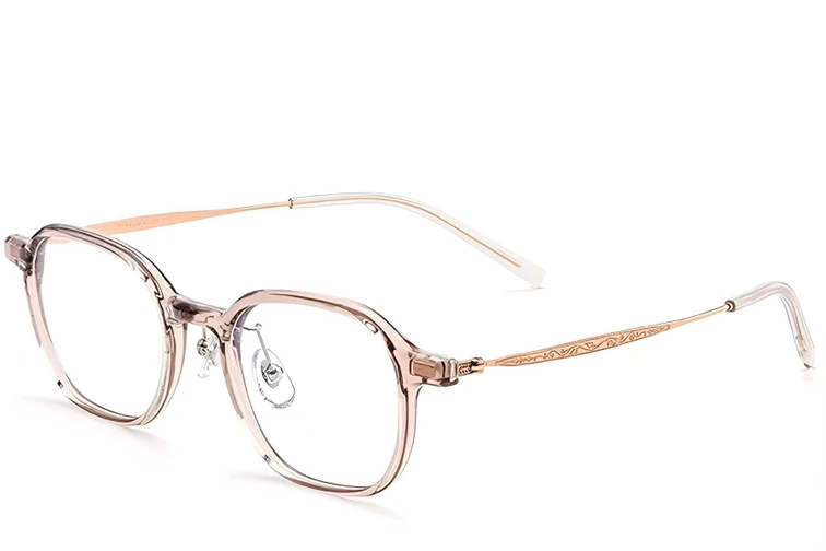 Gafas rectangulares de titanio marrón #BS2419-0060