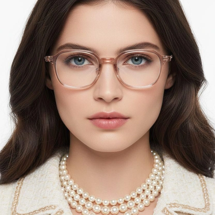 Lunettes rectangulaires en titane brun #BS2419-0060