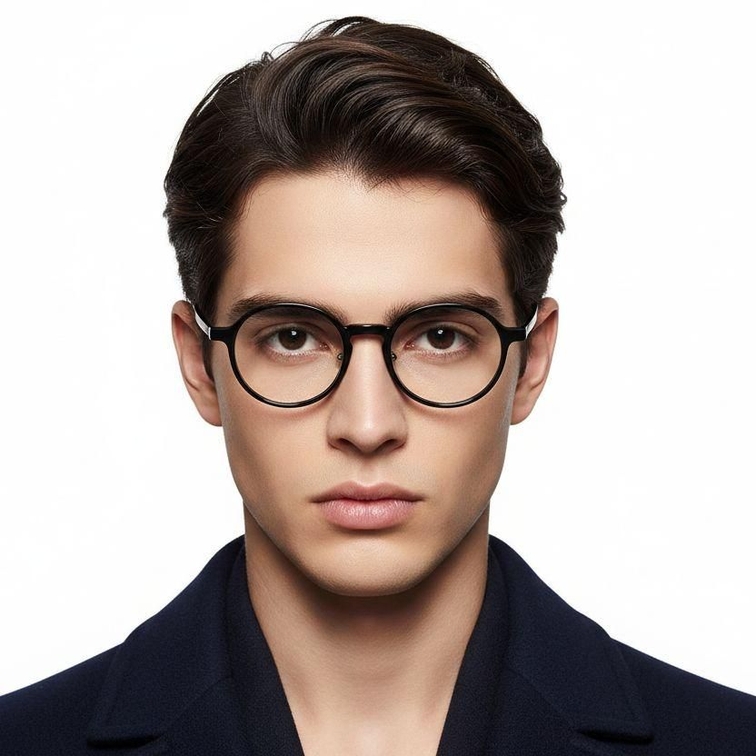 Round Black Titanium Glasses #BS2419-0062