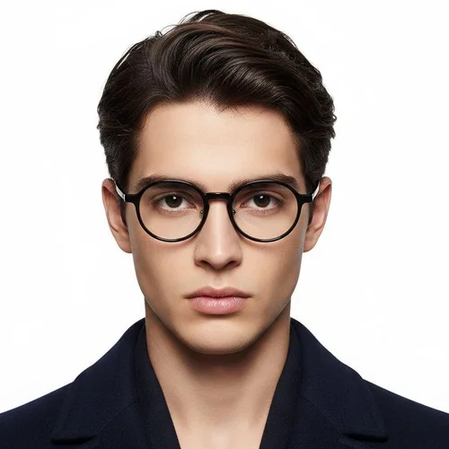 Lunettes rondes en titane noir #BS2419-0062