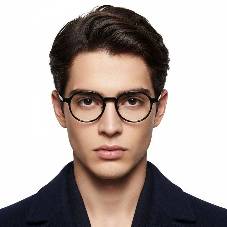 Round Black Titanium Glasses #BS2419-0062