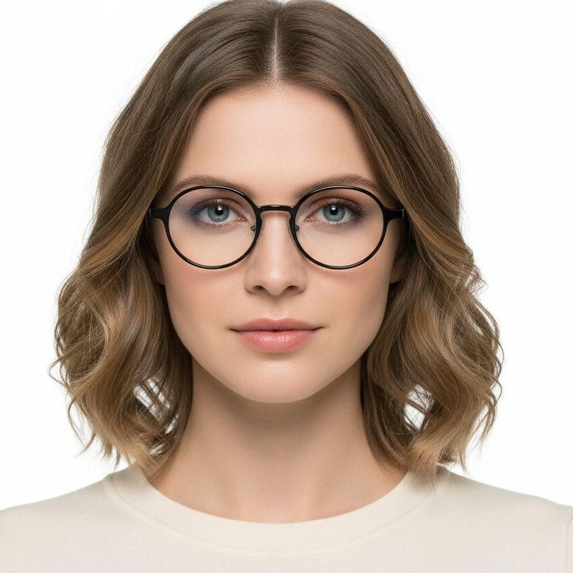 Round Black Titanium Glasses #BS2419-0062