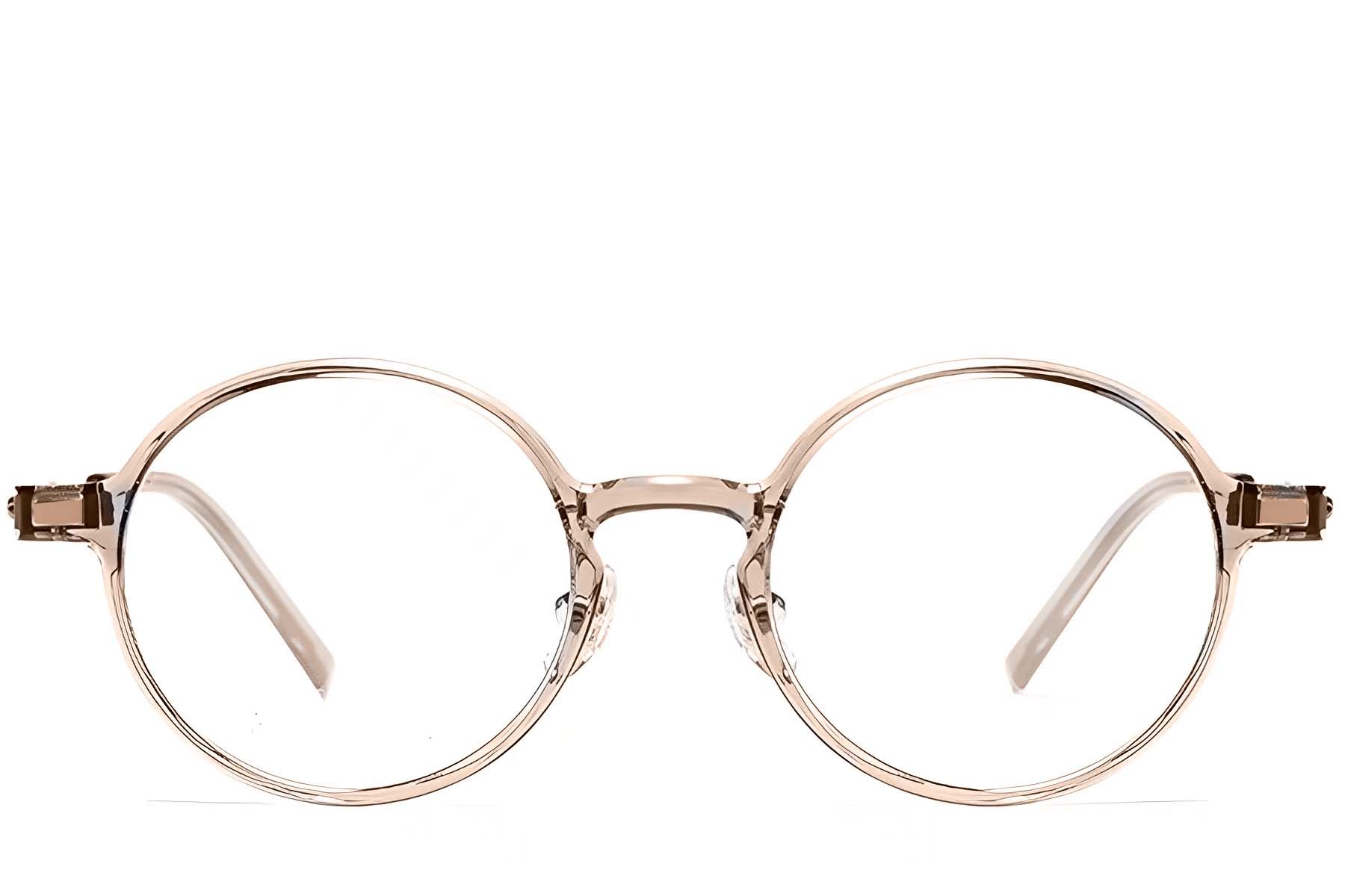 Round Brown Titanium Glasses #BS2419-0064