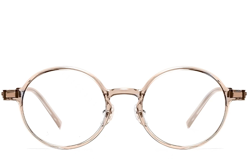 Round Brown Titanium Glasses #BS2419-0064