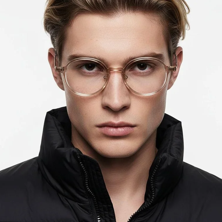 Gafas redondas de titanio marrón #BS2419-0064