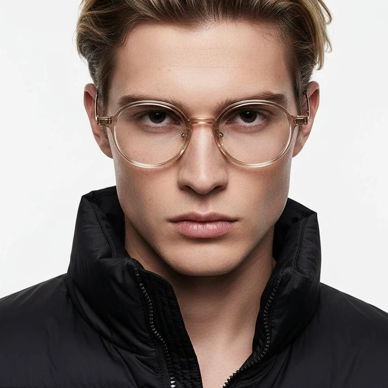 Lunettes rondes en titane brun #BS2419-0064
