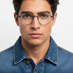 Lunettes rondes en titane gris #BS2419-0065