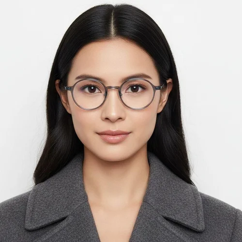 Lunettes rondes en titane gris #BS2419-0065