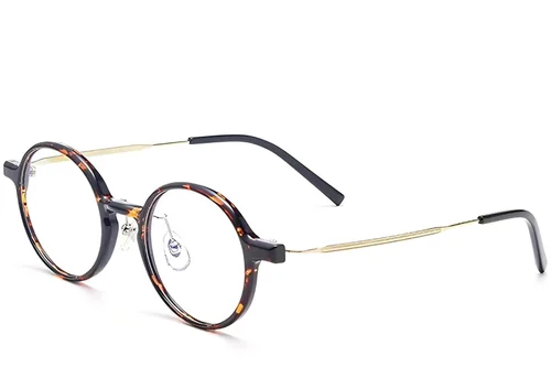 Lunettes rondes en titane écaille de tortue #BS2419-0066
