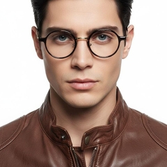 Gafas redondas de titanio con montura de carey n.° BS2419-0066