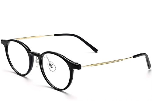 Lunettes ovales en titane noir #BS2419-0067