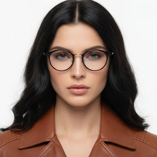 Lunettes ovales en titane noir #BS2419-0067