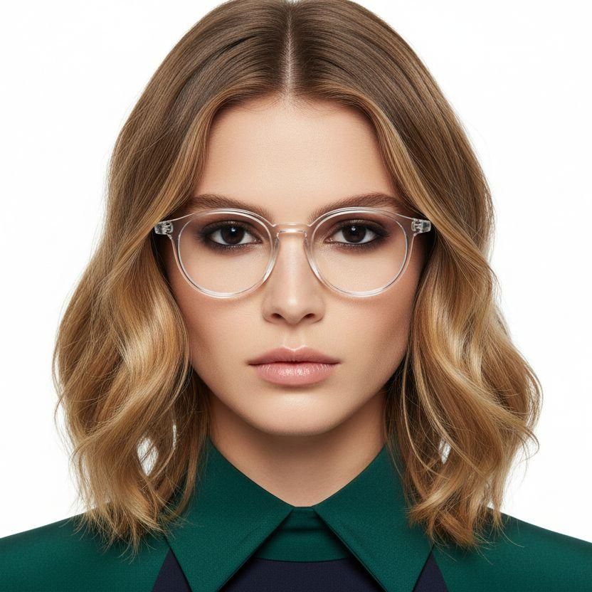 Gafas de titanio ovaladas transparentes #BS2419-0068