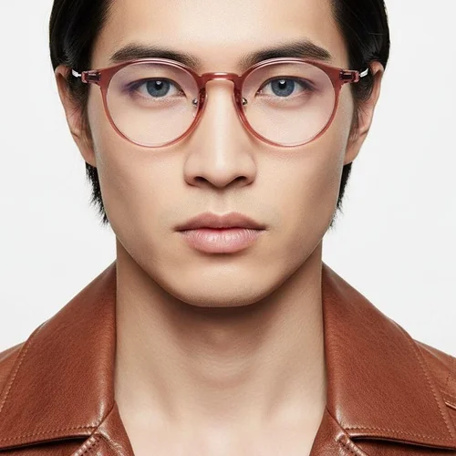 Lunettes ovales en titane rouge #BS2419-0069