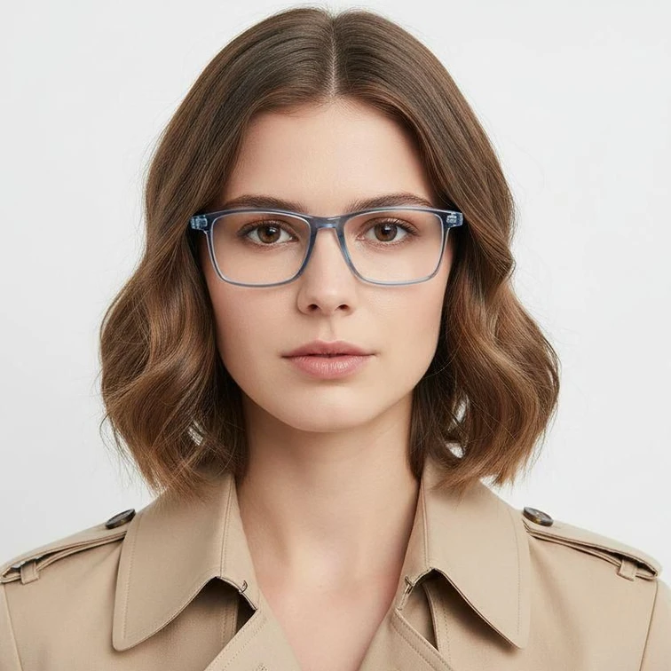 Rectangular Blue Titanium Glasses #BS2419-0074