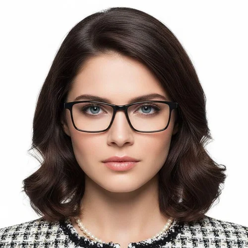 Lunettes rectangulaires en titane noir #BS2419-0076