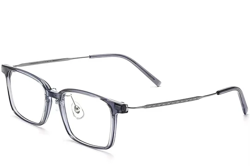 Lunettes rectangulaires en titane gris #BS2419-0078