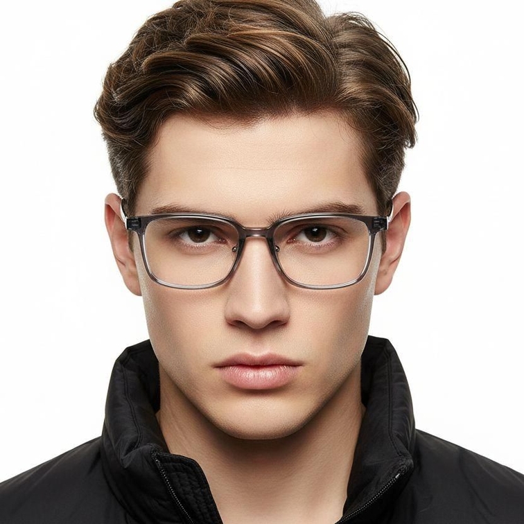 Gafas rectangulares de titanio gris #BS2419-0078