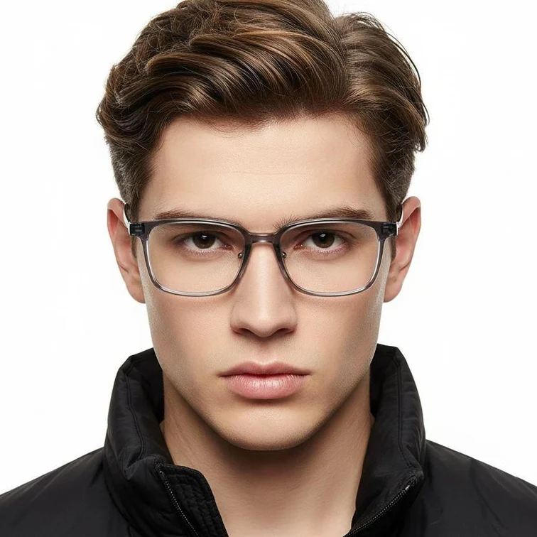 Rectangular Gray Titanium Glasses #BS2419-0078