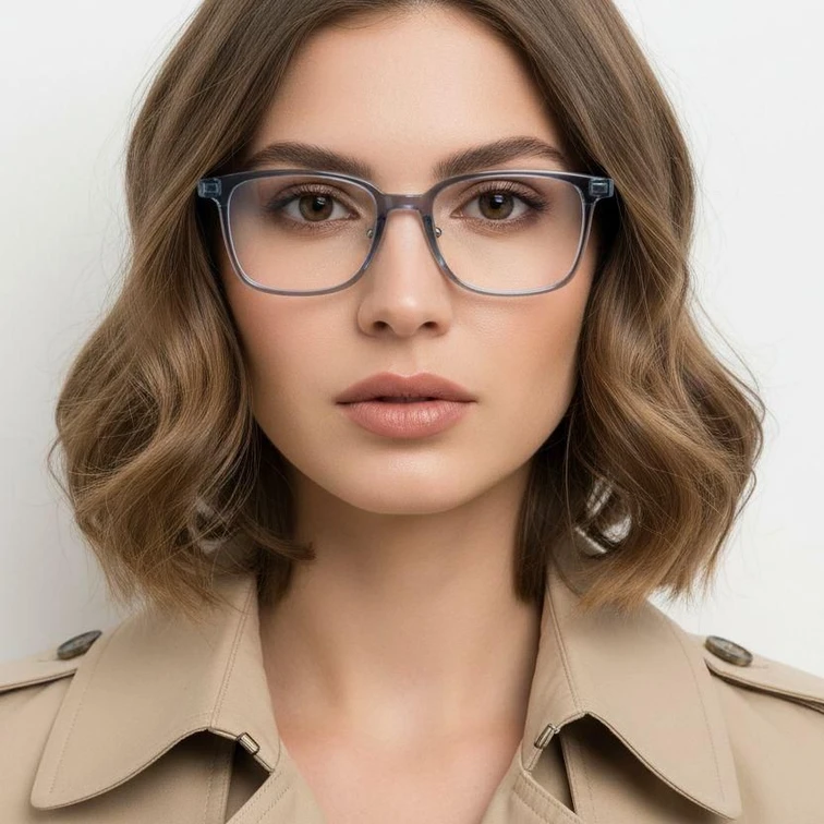 Lunettes rectangulaires en titane bleu #BS2419-0080