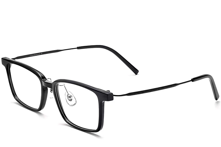 Rechthoekige zwarte titanium bril #BS2419-0081