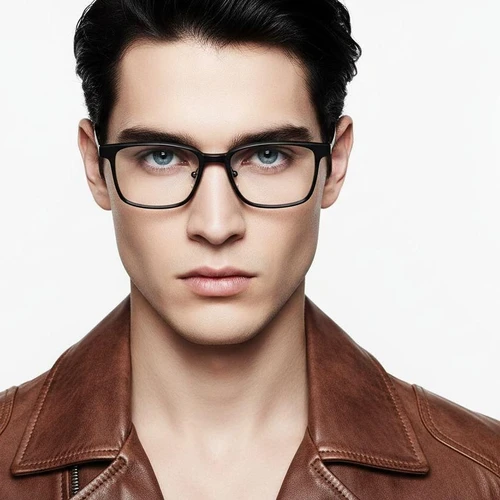 Lunettes rectangulaires en titane noir #BS2419-0081