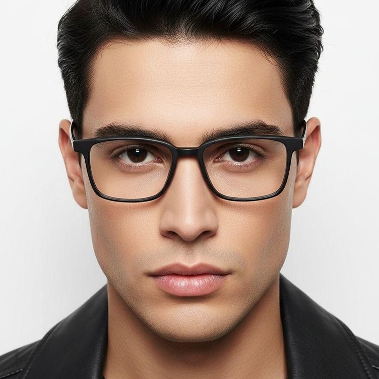 Lunettes rectangulaires en titane noir #BS2419-0082