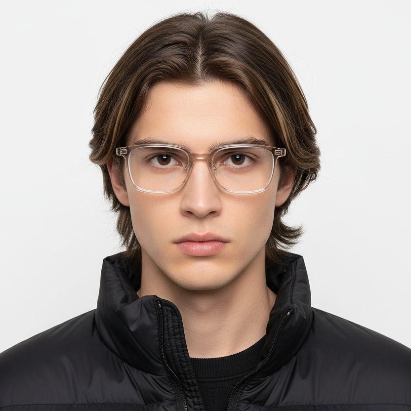 Rectangular Brown Titanium Glasses #BS2419-0083