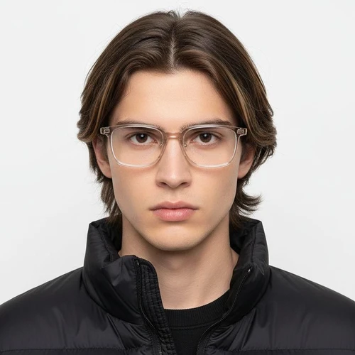 Lunettes rectangulaires en titane brun #BS2419-0083