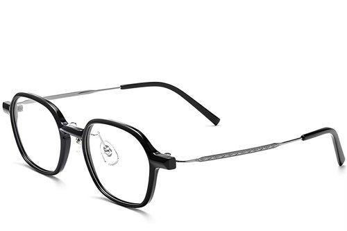 Lunettes rectangulaires en titane noir #BS2419-0084
