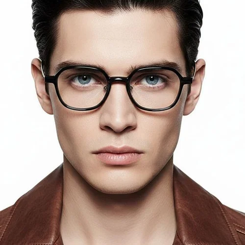 Lunettes rectangulaires en titane noir #BS2419-0084